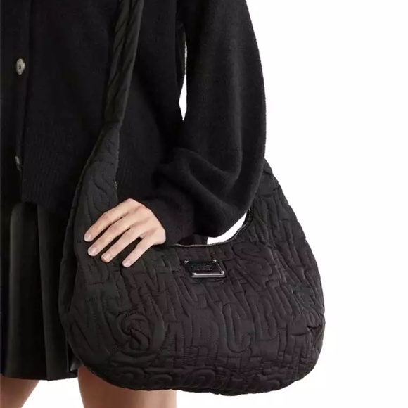 NWT Marc Jacobs Jumbled Logo Workwear Nylon Shoulder Bag - Black - Picture 6 of 6